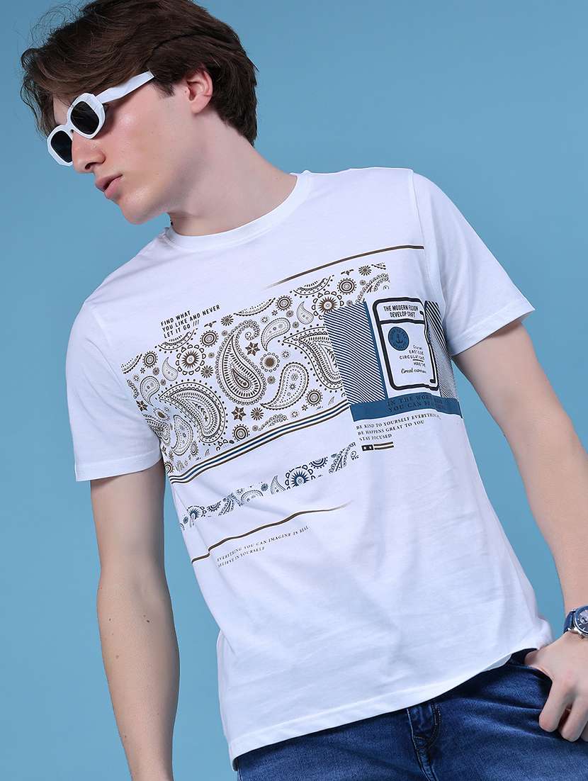 men chest print short sleeve regular fit t-shirt