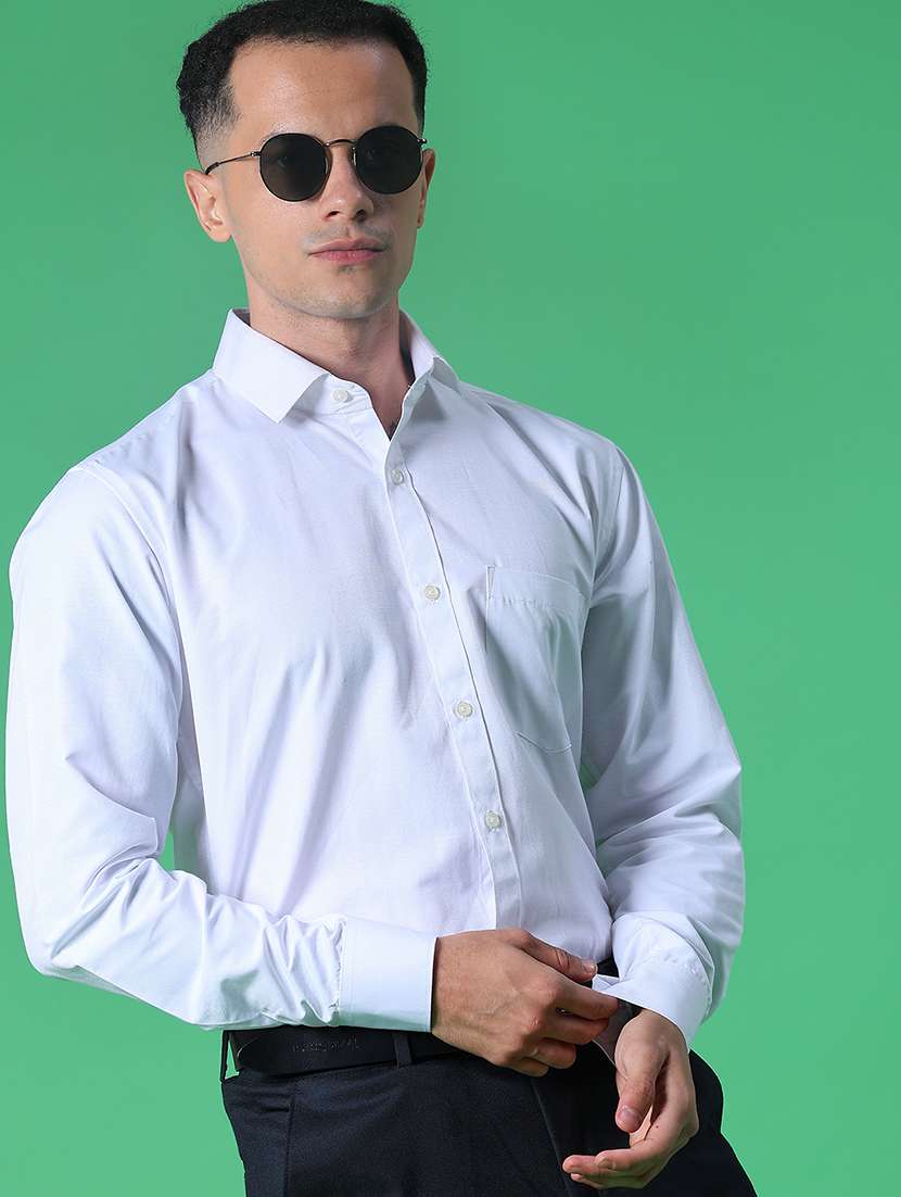 men solid long sleeve regular fit formal shirt