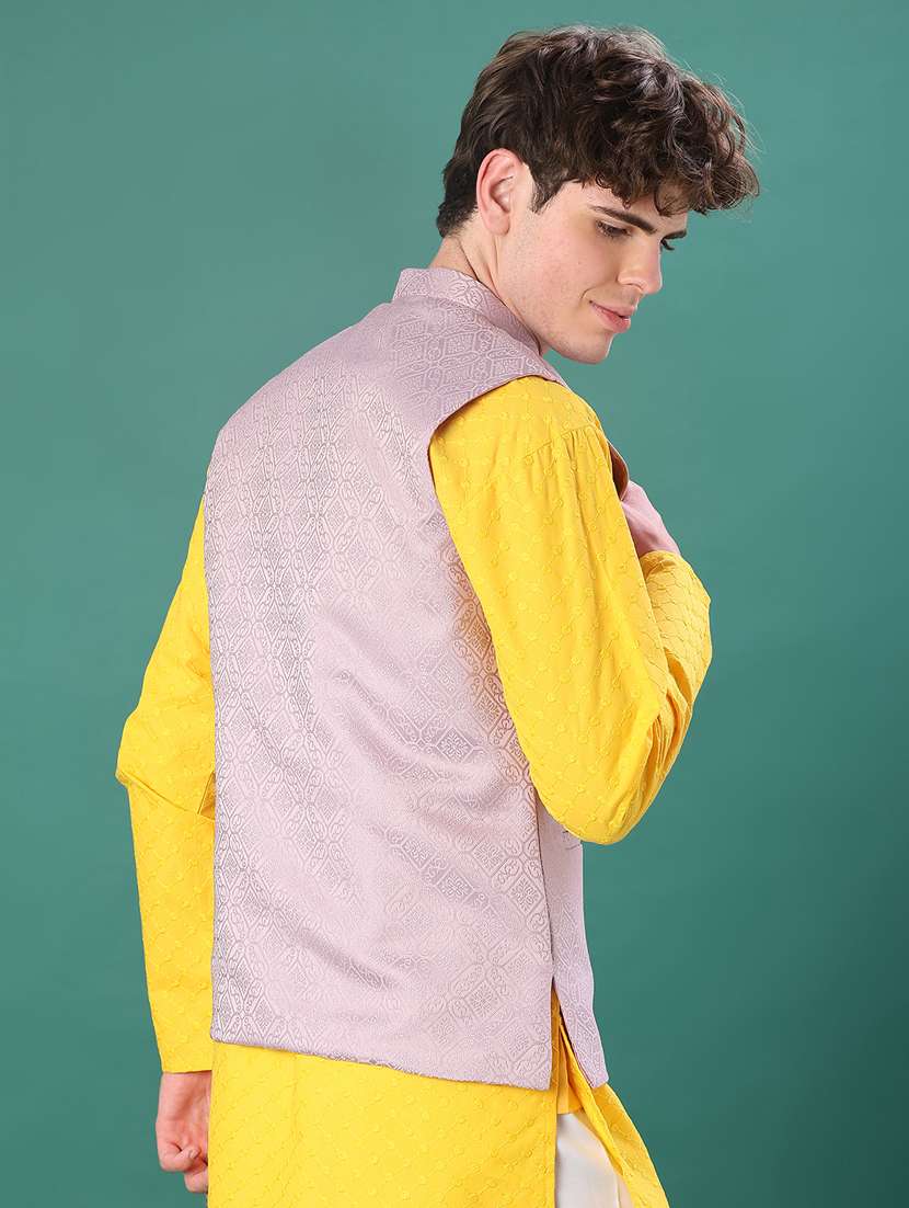 men self design mandarin neck regular fit nehru jacket - 21966421 -  Standard Image - 3