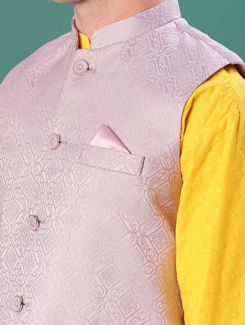 men self design mandarin neck regular fit nehru jacket - 21966421 -  Standard Image - 5