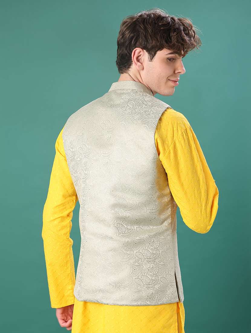 men self design mandarin neck regular fit nehru jacket - 21966423 -  Standard Image - 3