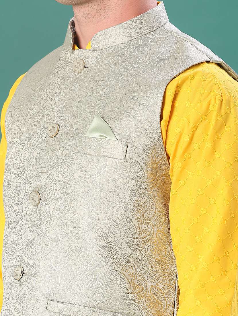 men self design mandarin neck regular fit nehru jacket - 21966423 -  Standard Image - 5