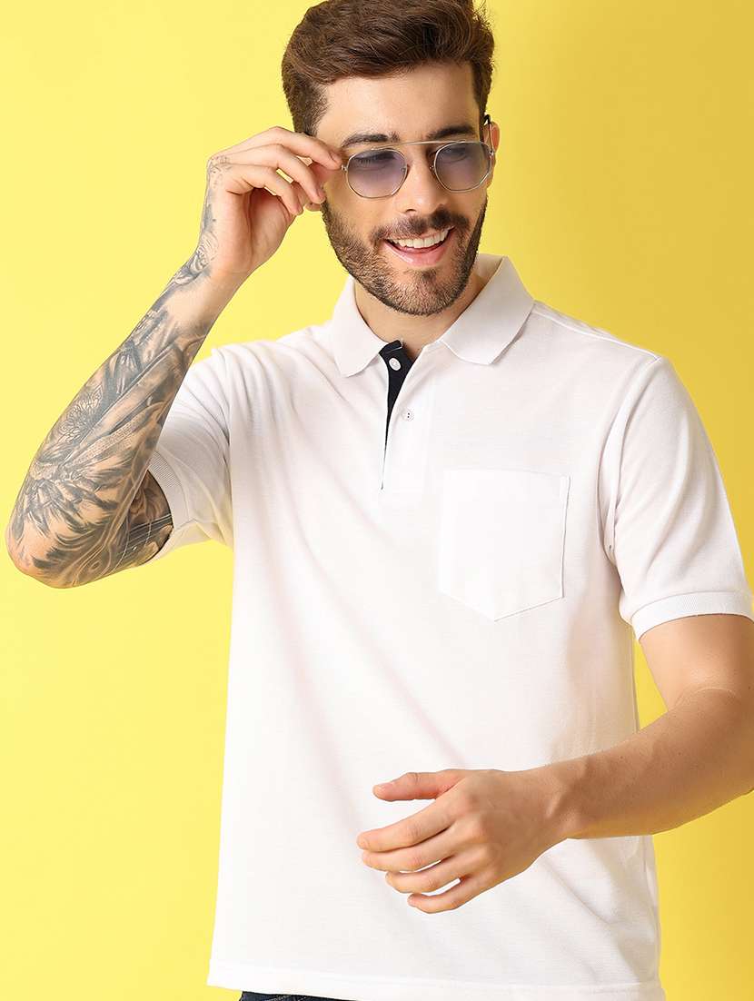 men solid short sleeve regular fit polo t-shirt