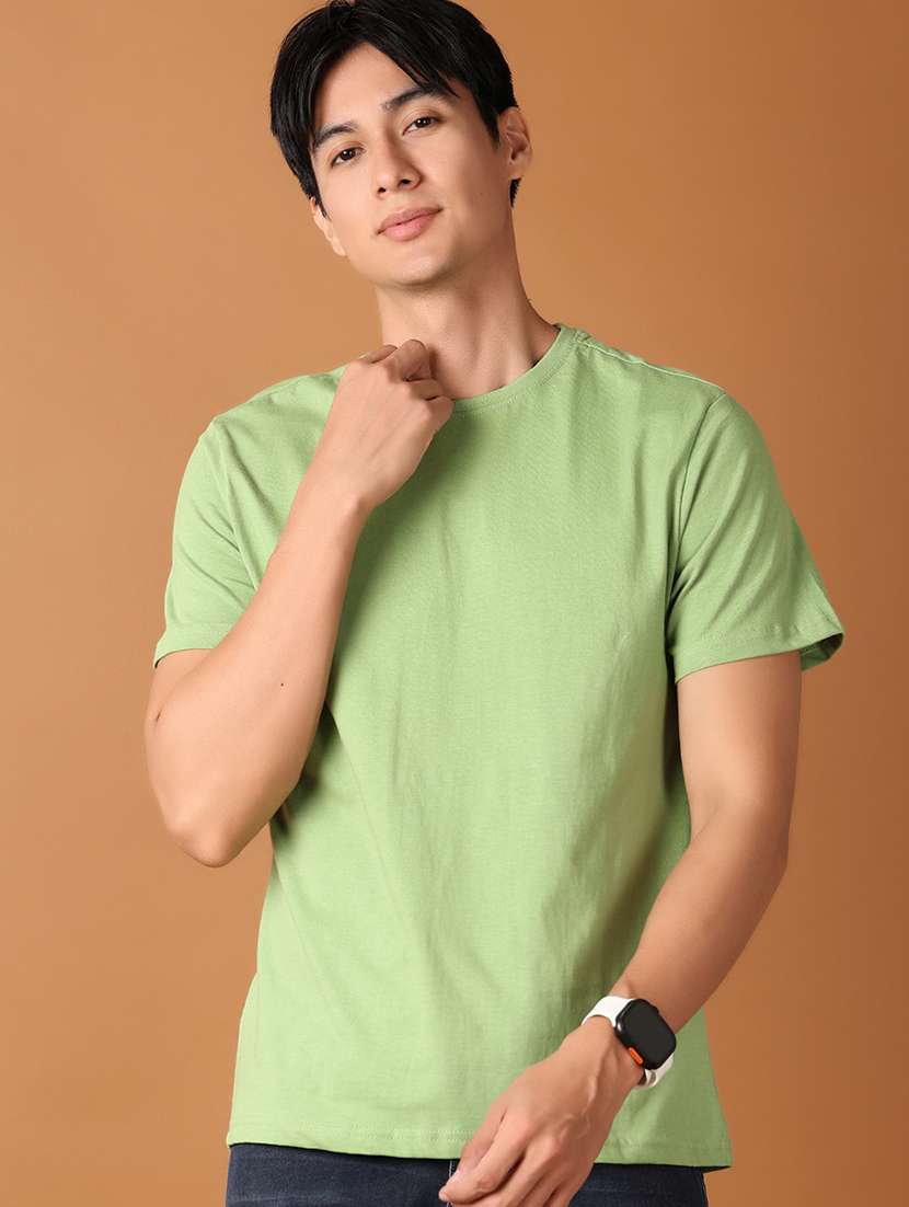 men solid short sleeve regular fit t-shirt