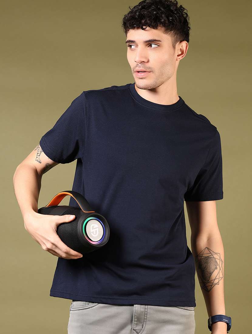 men solid short sleeve regular fit t-shirt