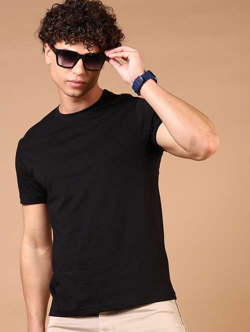 men solid round neck regular fit t-shirt - 21966549 - Standard Image - 0