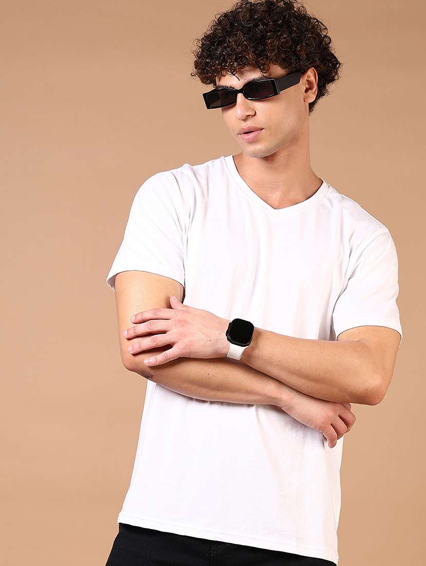 men solid short sleeve regular fit t-shirt