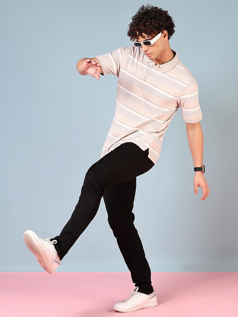 men striped short sleeve regular fit polo t-shirt - 21966591 - Standard Image - 3
