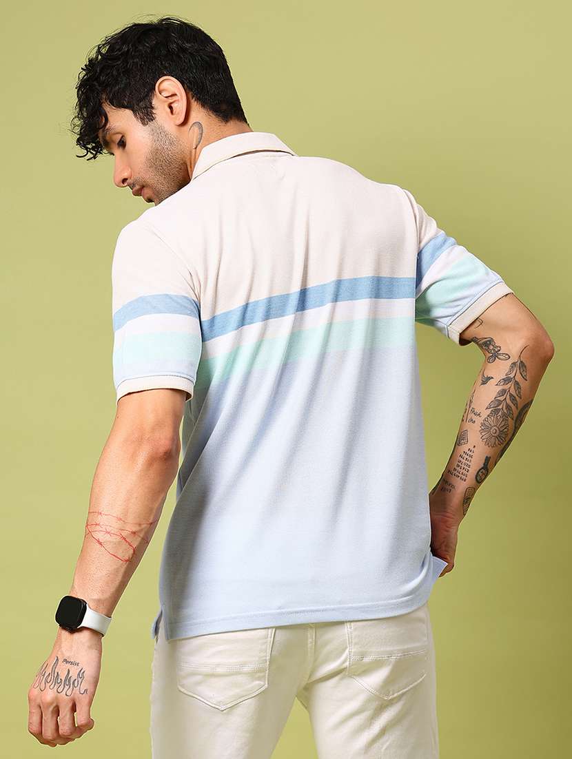 men striped short sleeve regular fit polo t-shirt - 21966595 - Standard Image - 3