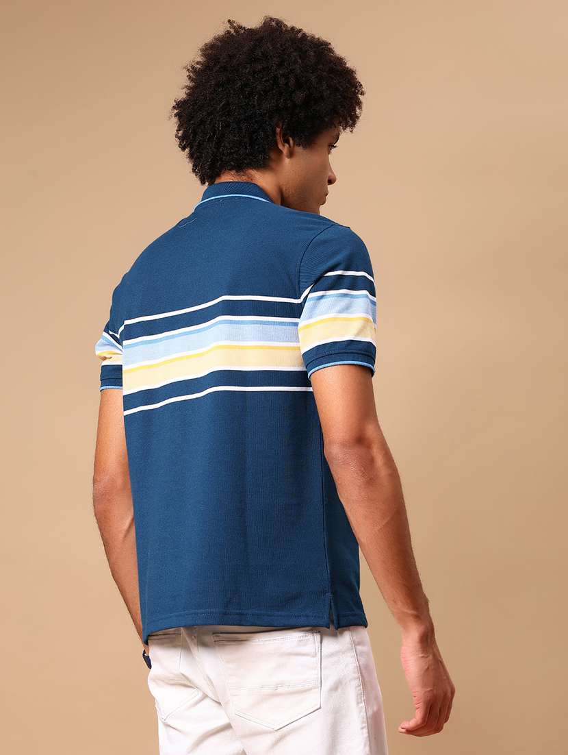 men striped short sleeve regular fit polo t-shirt - 21966596 -  Standard Image - 3