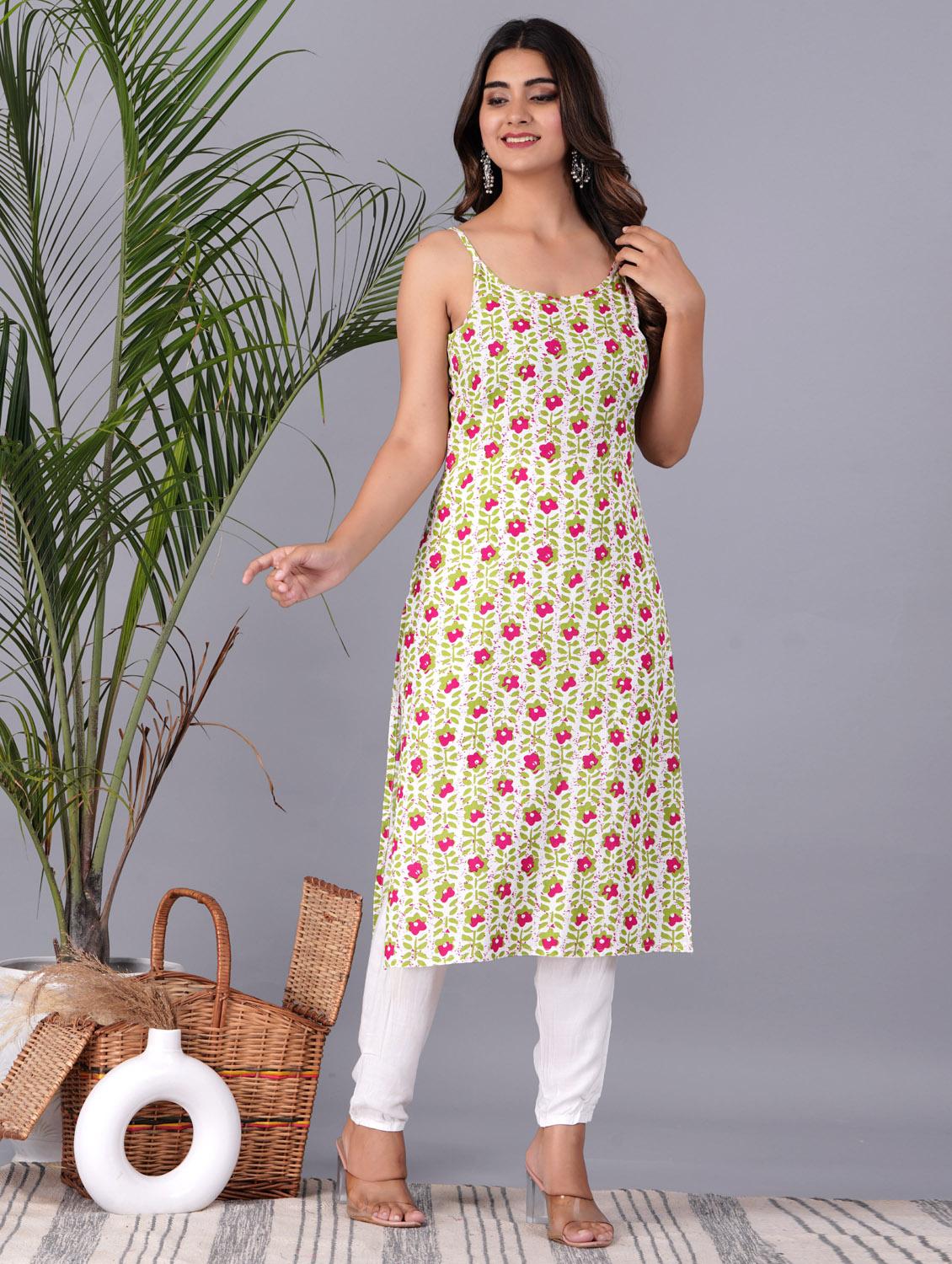 women floral printed sleeveless straight kurta  - 21966645 -  Zoom Image - 0