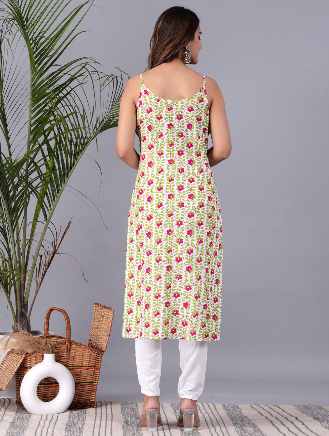 women floral printed sleeveless straight kurta - 21966645 - Standard Image - 3