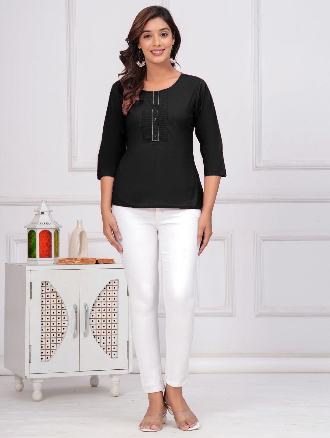 women three quarter sleeve straight kurti - 21966660 - Standard Image - 3