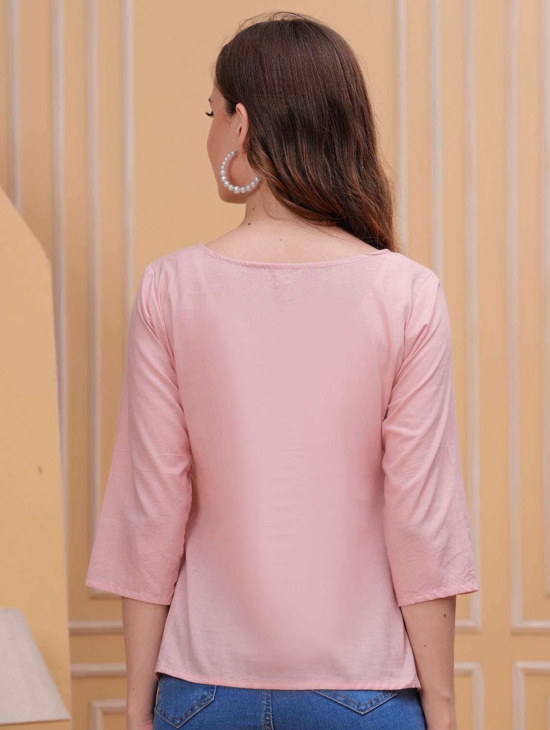 women three quarter sleeve straight kurti - 21966664 - Standard Image - 3