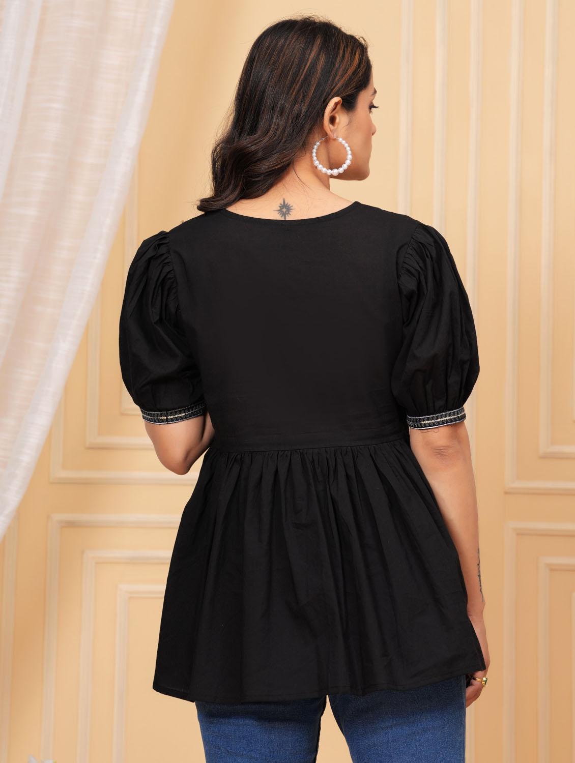 women embroidered puff sleeve ethnic top - 21966686 - Standard Image - 3