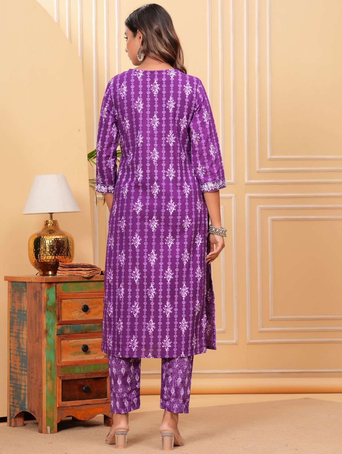 women three quarter sleeve kurta pant with dupatta set - 21966710 - Standard Image - 5