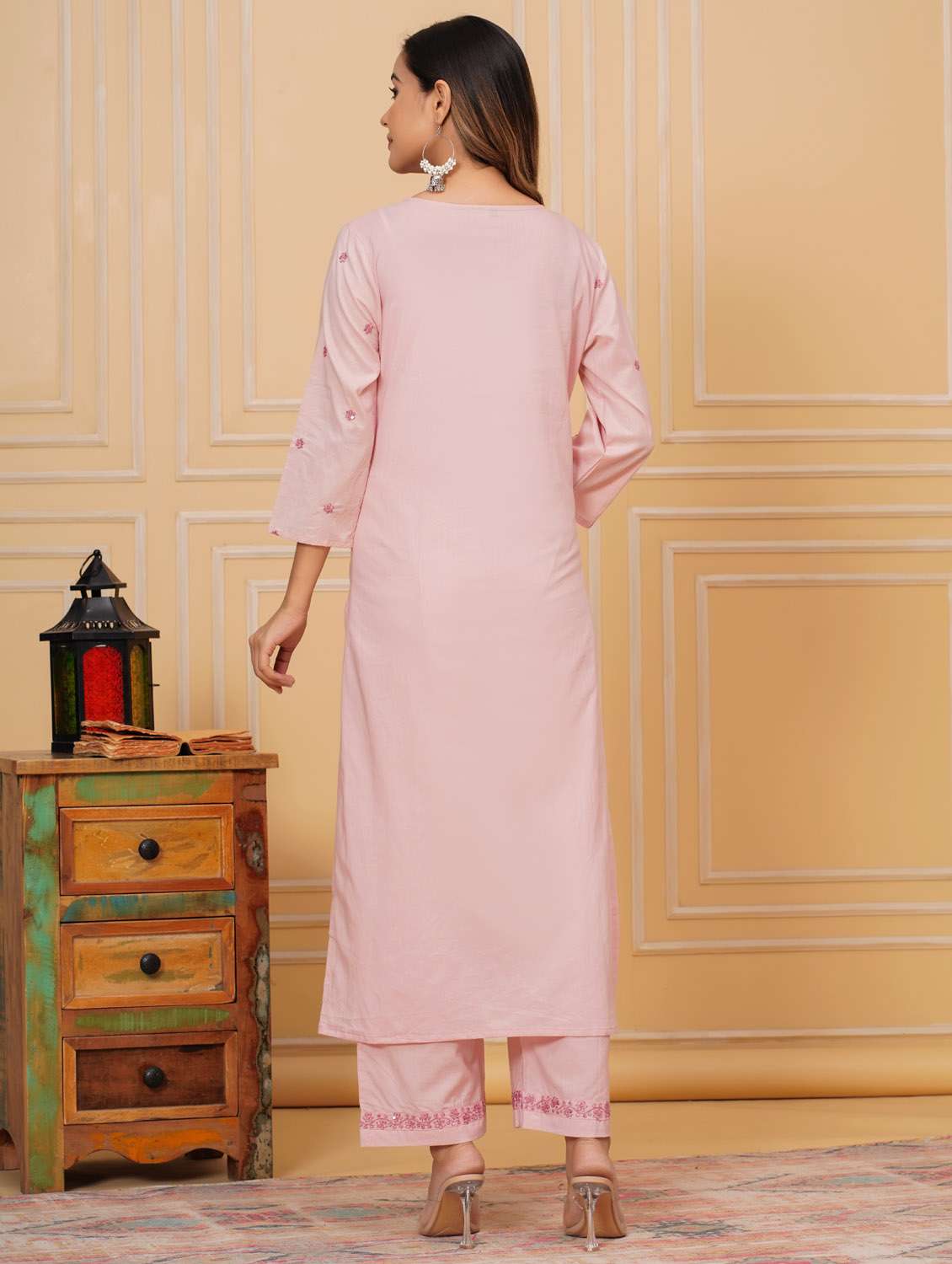 women three quarter sleeve kurta pant with dupatta set - 21966741 - Standard Image - 5