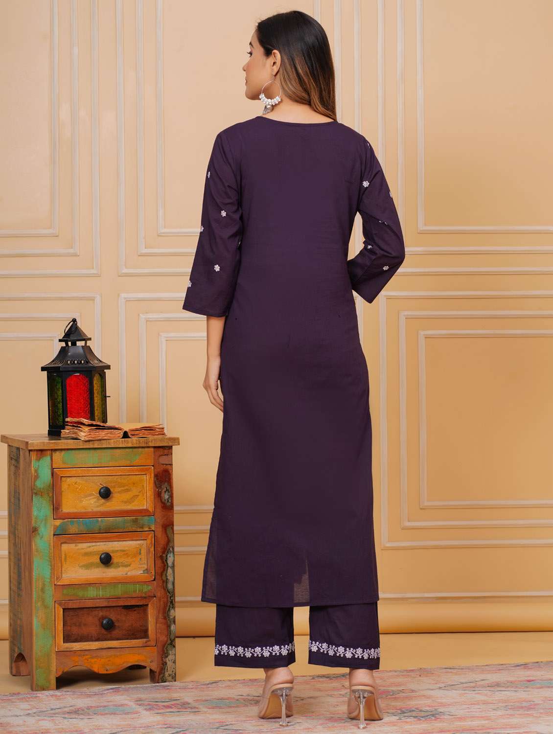 women three quarter sleeve kurta pant with dupatta set - 21966745 - Standard Image - 5