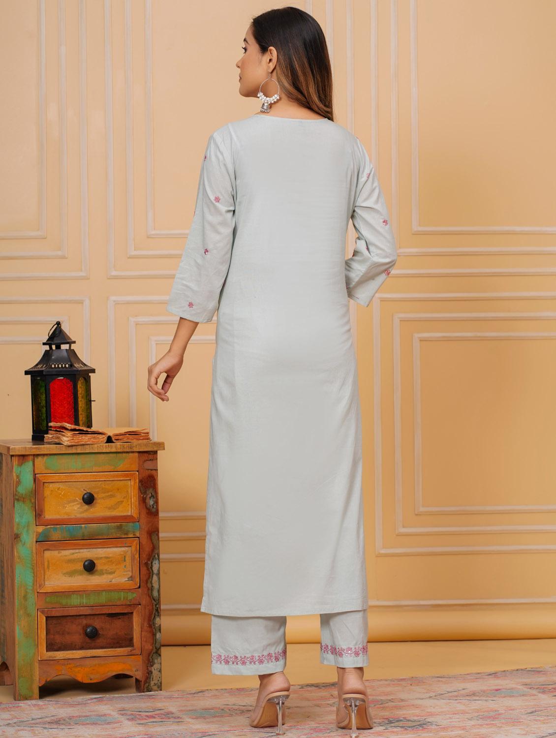women three quarter sleeve kurta pant with dupatta set - 21966748 - Standard Image - 5