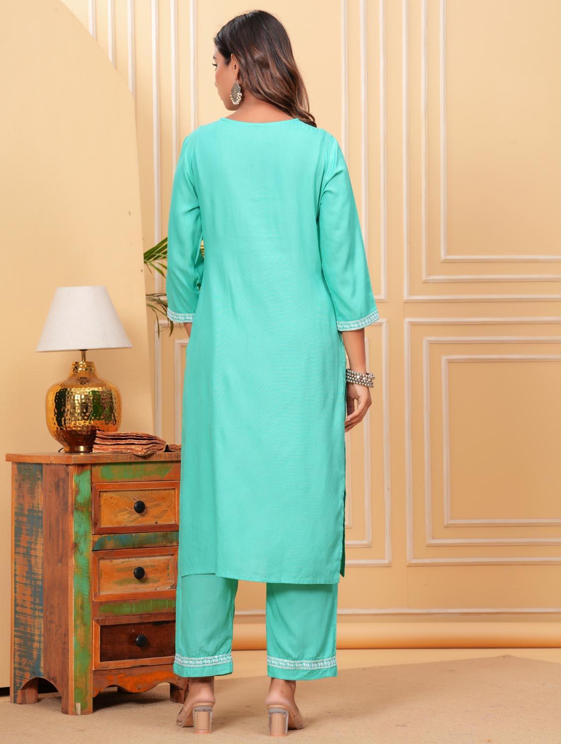 women three quarter sleeve kurta pant with dupatta set - 21966757 - Standard Image - 5