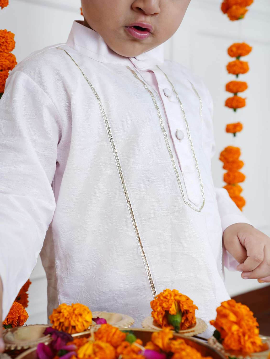 boys striped mandarin neck kurta - 21966776 - Standard Image - 3