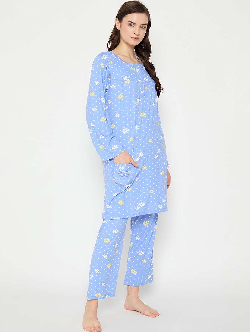 women printed long sleeve nightwear pyjama set - 21966790 -  Standard Image - 3