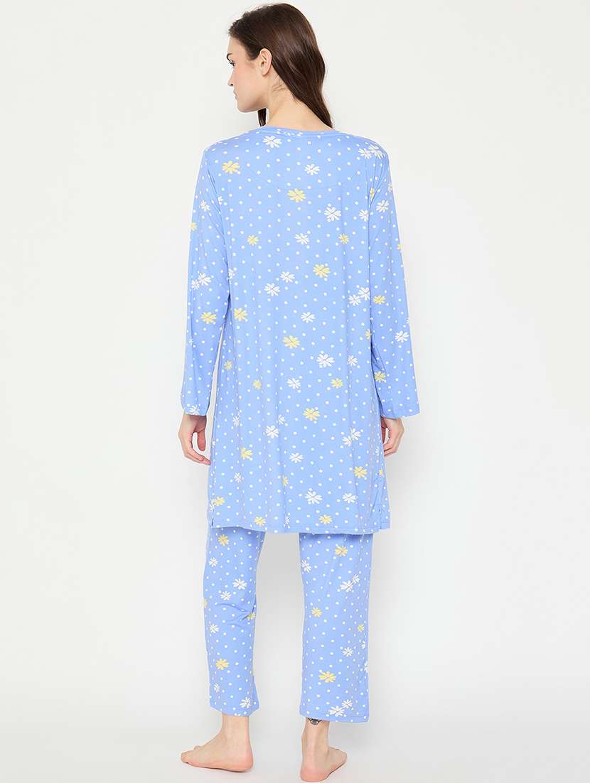 women printed long sleeve nightwear pyjama set - 21966790 -  Standard Image - 5