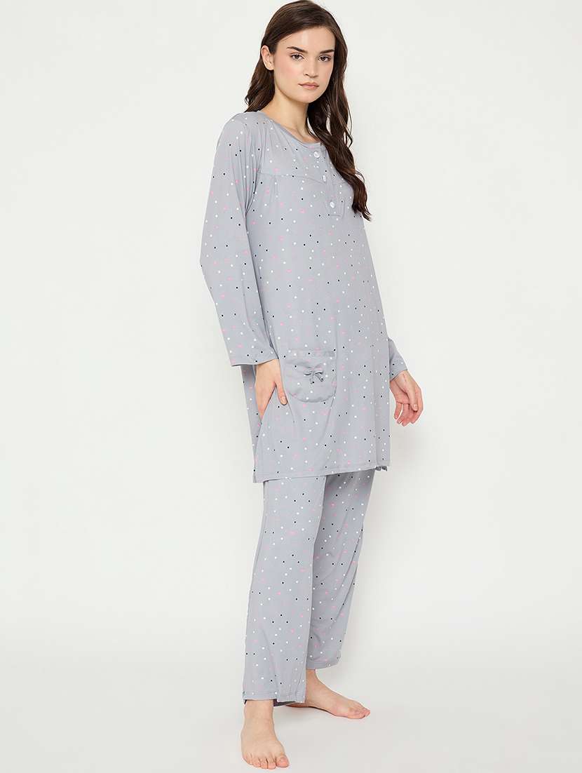 women printed long sleeve nightwear pyjama set - 21966791 -  Standard Image - 3