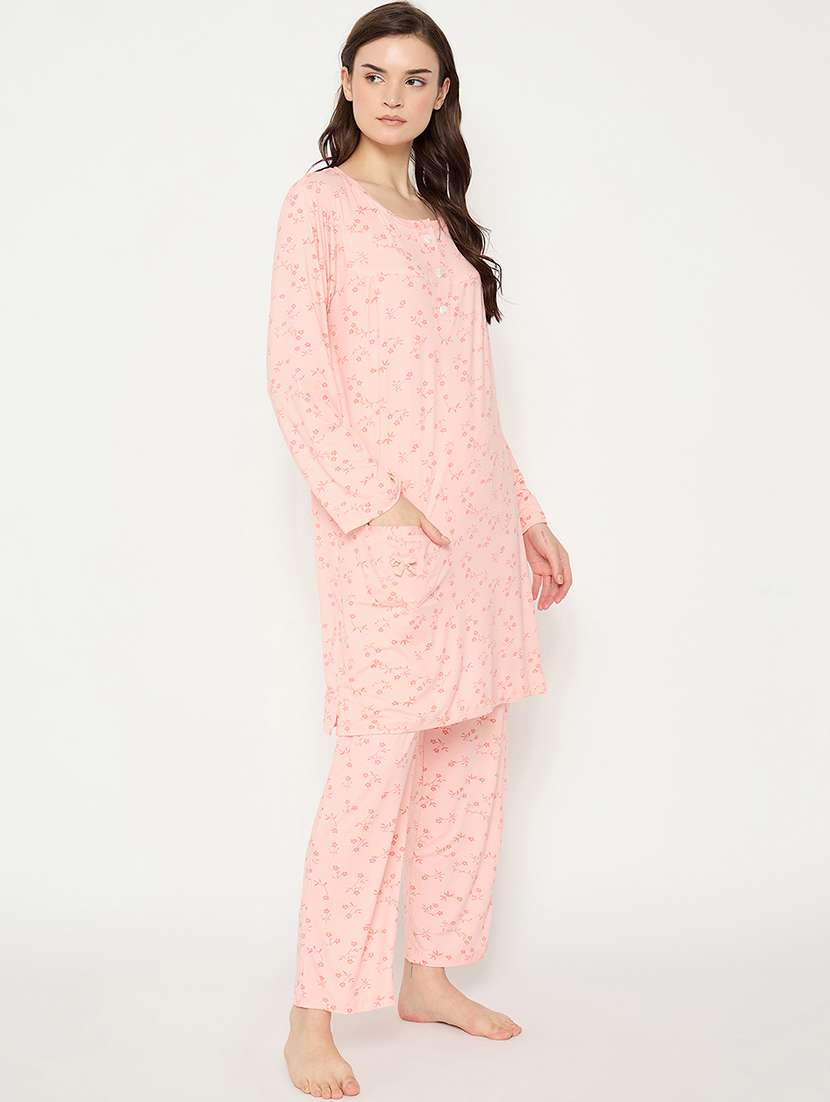 women printed long sleeve nightwear pyjama set - 21966792 -  Standard Image - 3