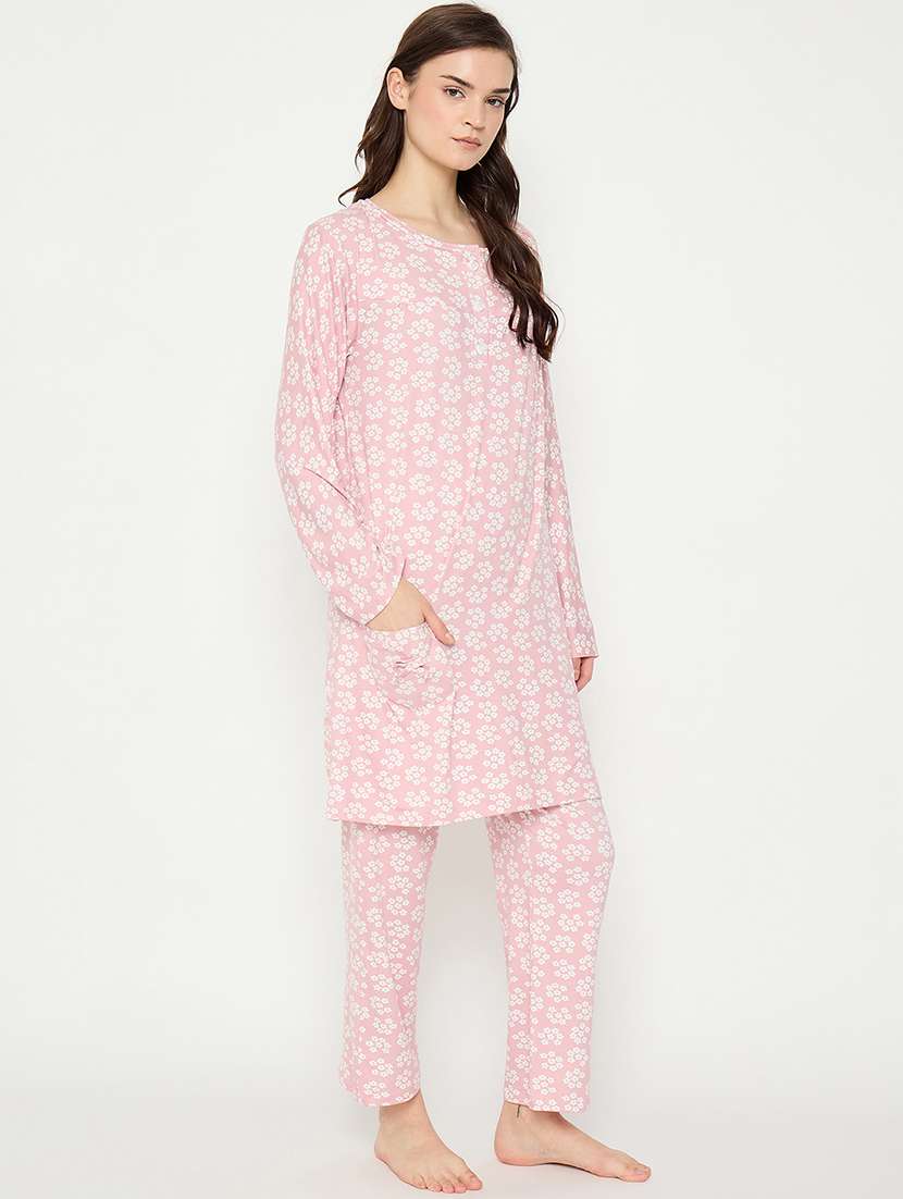 women printed long sleeve nightwear pyjama set - 21966793 -  Standard Image - 3