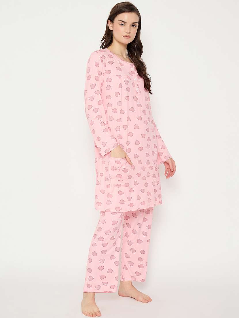 women printed long sleeve nightwear pyjama set - 21966794 -  Standard Image - 3