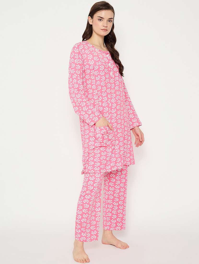 women printed long sleeve nightwear pyjama set - 21966795 -  Standard Image - 3
