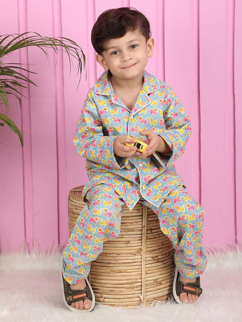 boys printed long sleeve pyjama set nightwear