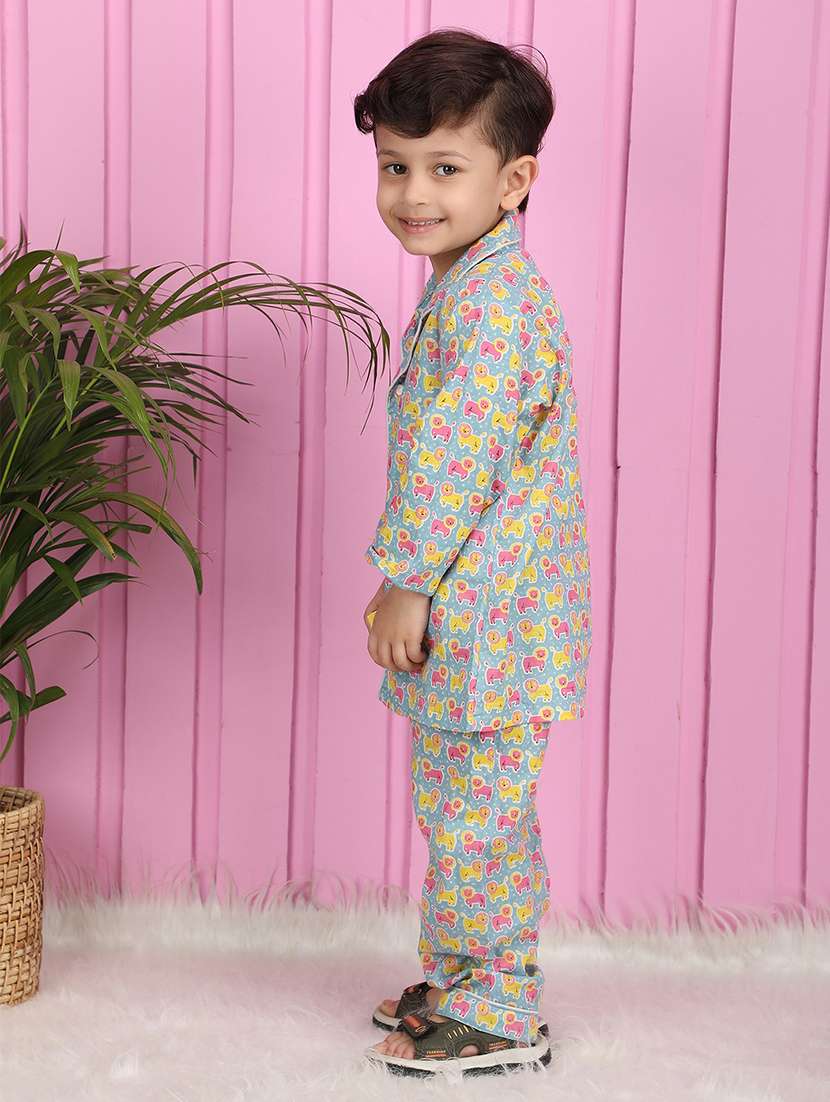 boys printed long sleeve pyjama set nightwear - 21966798 -  Standard Image - 3