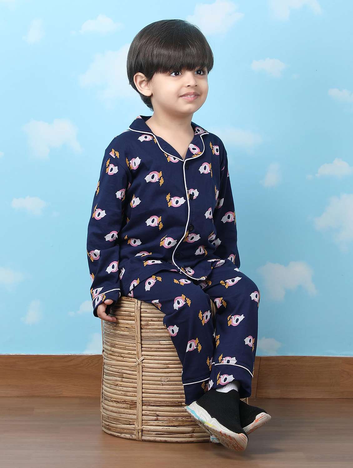 boys printed long sleeve nightwear pyjama set