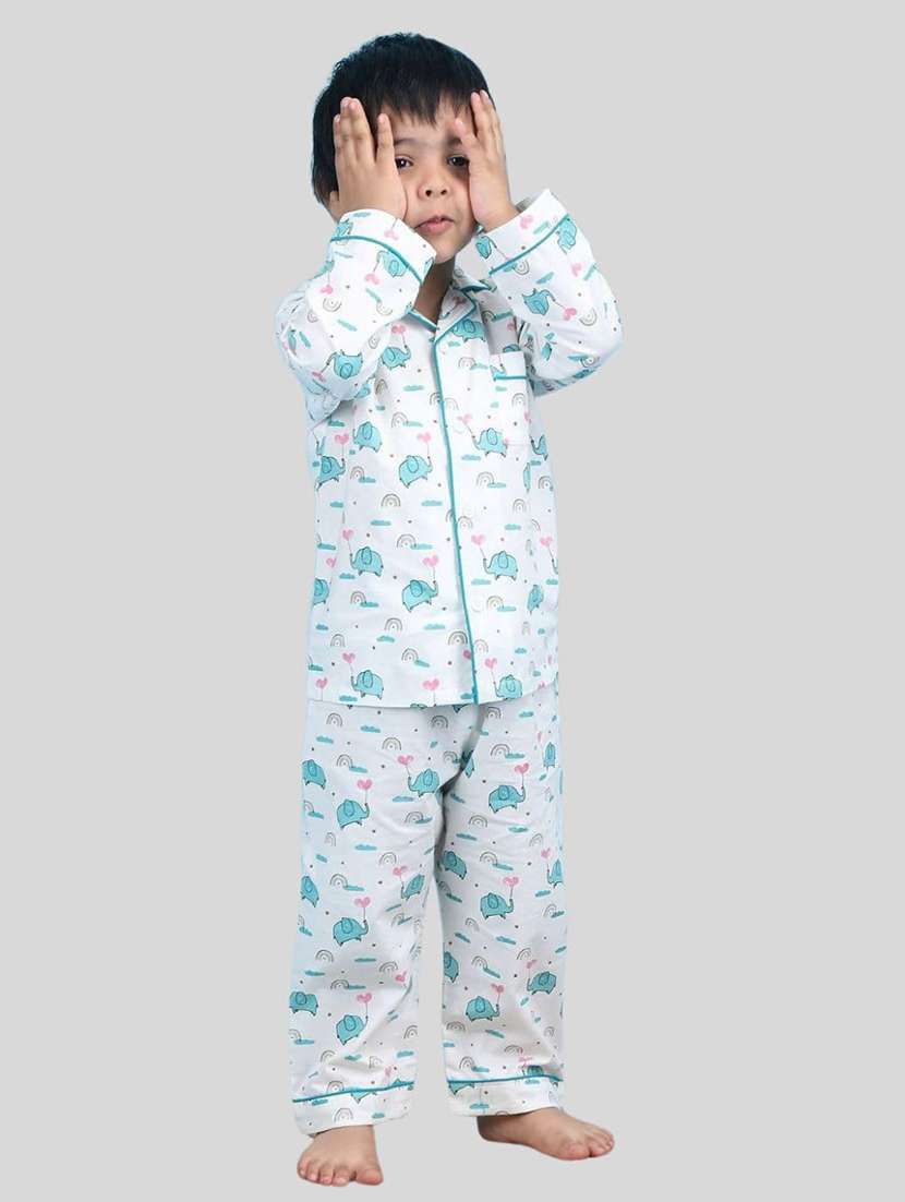 boys printed long sleeve nightwear pyjama set