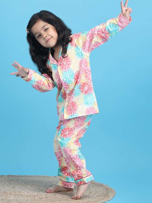 girls printed long sleeve nightwear pyjama set - 21966803 -  Standard Image - 0