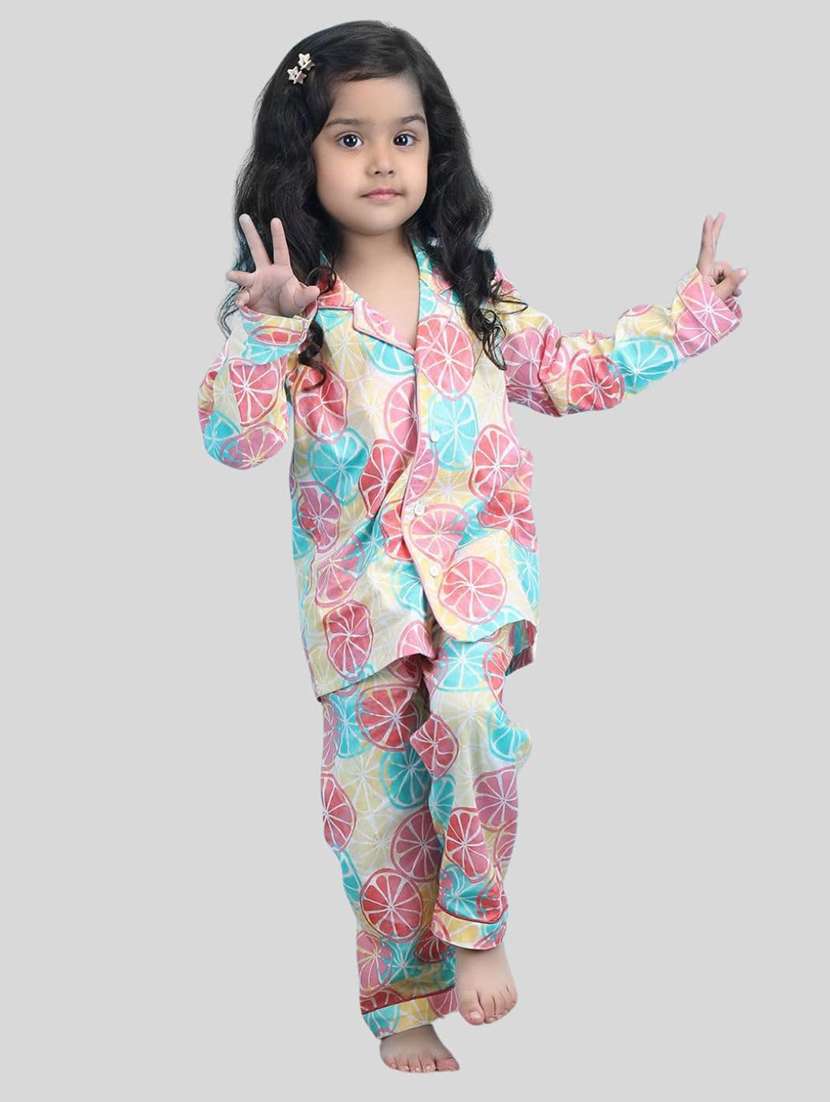 girls printed long sleeve nightwear pyjama set - 21966803 -  Standard Image - 3
