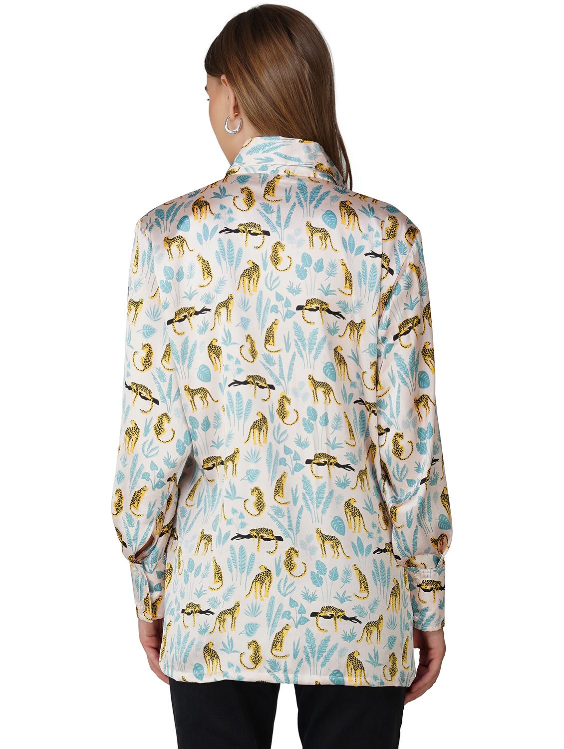 women printed collared long sleeve shirt - 21966835 - Standard Image - 3