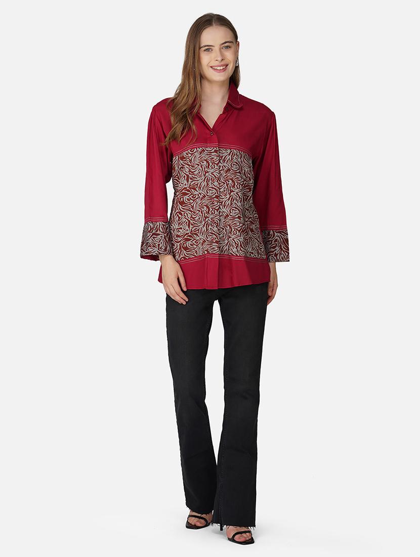 women printed collared long sleeve shirt - 21966836 -  Standard Image - 3
