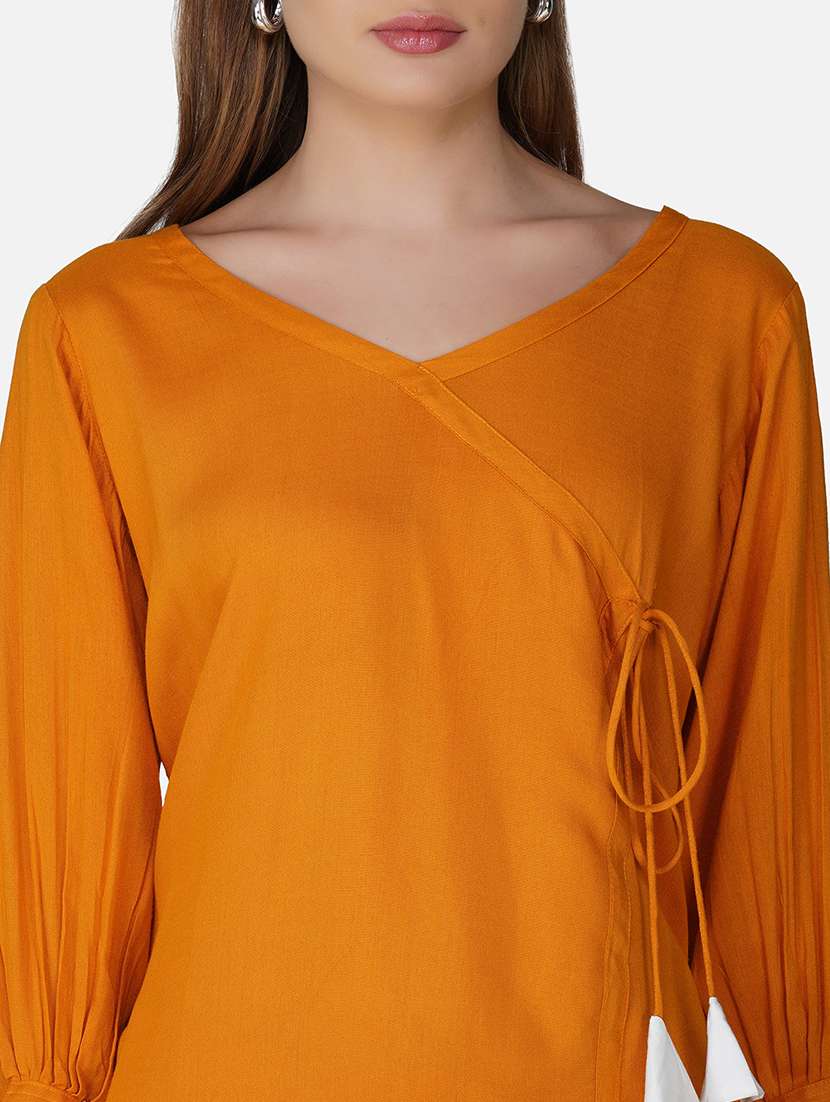 women orange solid top and trouser co-ord set - 21966837 - Standard Image - 3