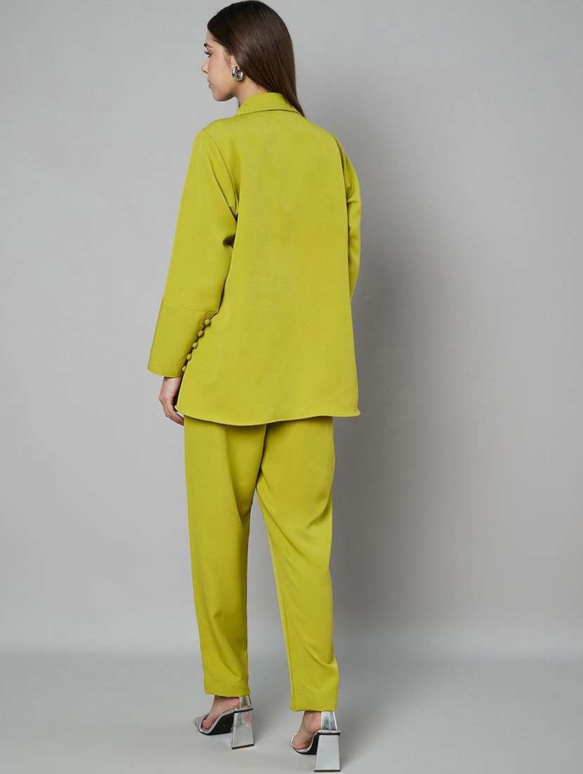 women solid blazer and trouser co-ord set - 21966839 -  Standard Image - 3