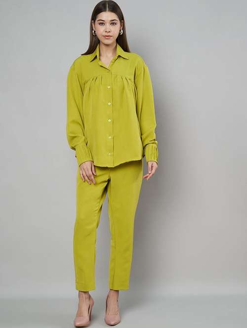 women solid shirt and trouser co-ord set - 21966840 -  Standard Image - 0