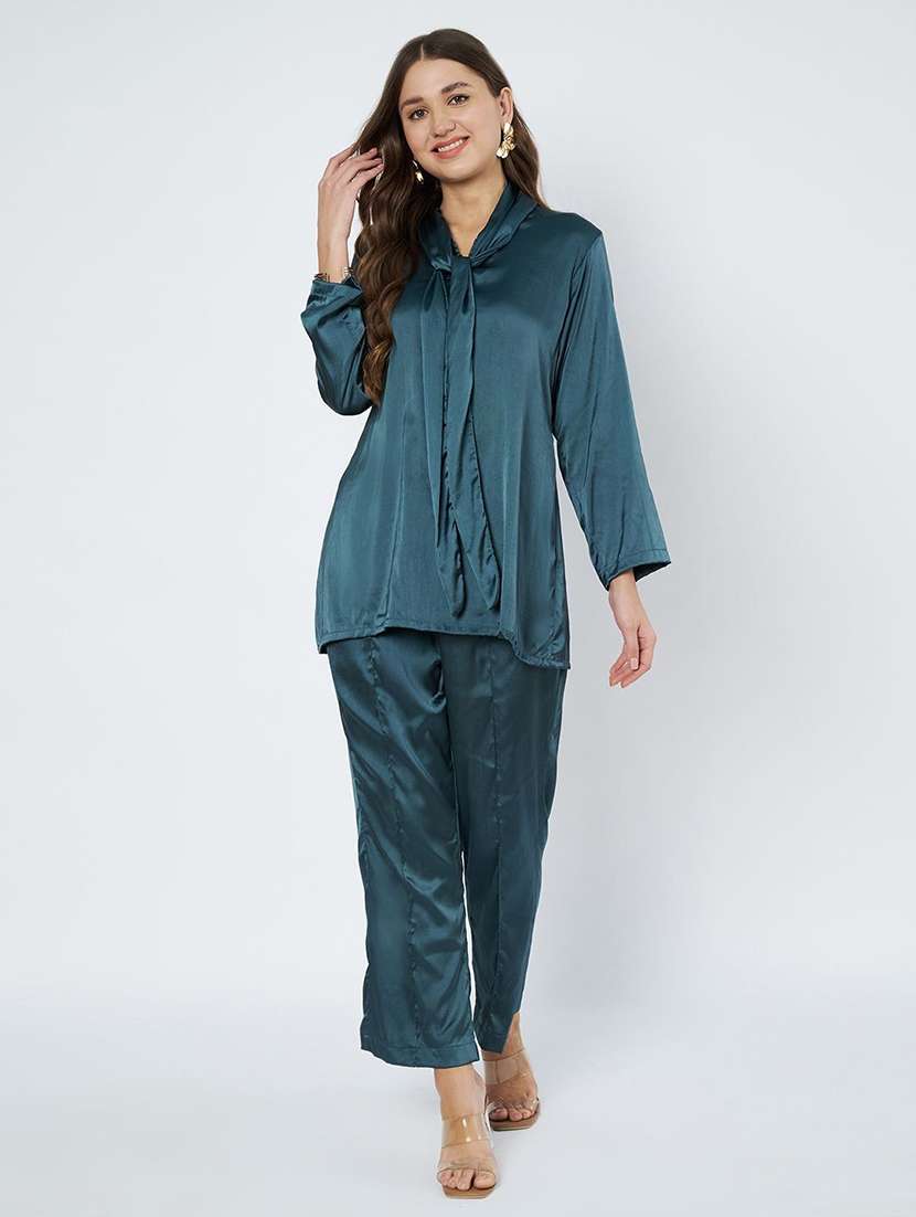 women soolid top and trouser co-ord set