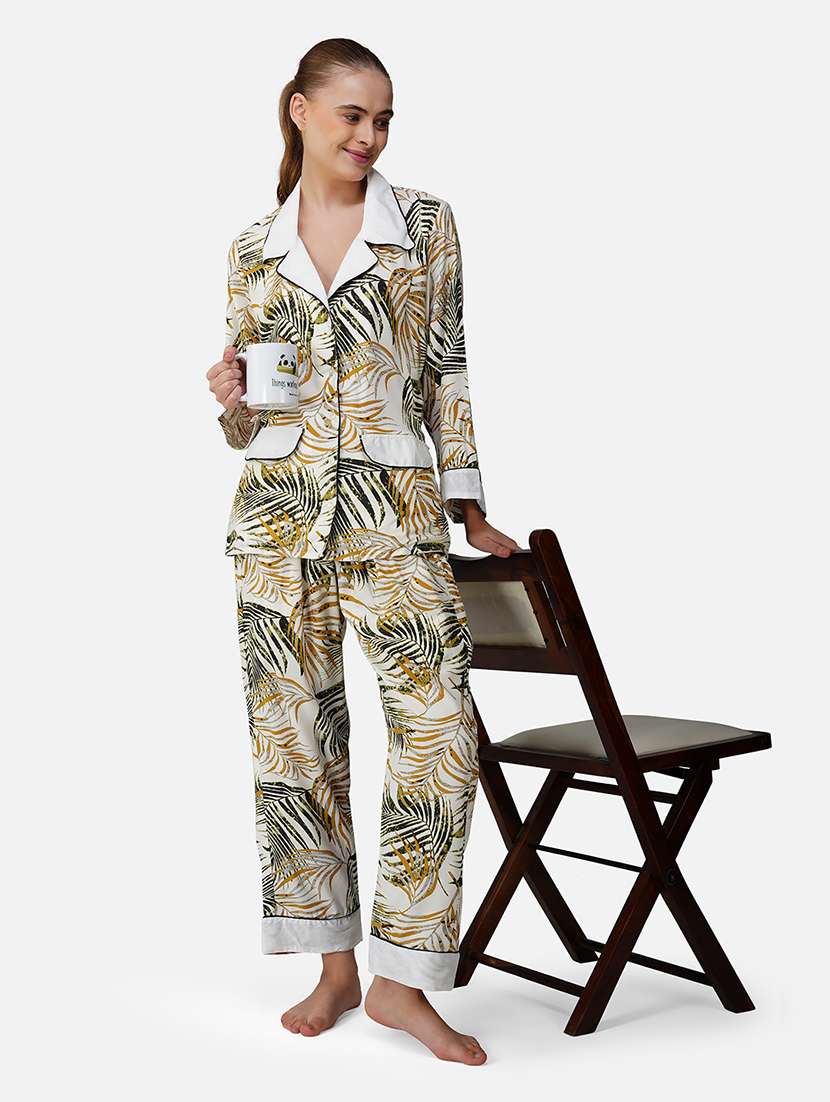 women printed nightwear pyjama set