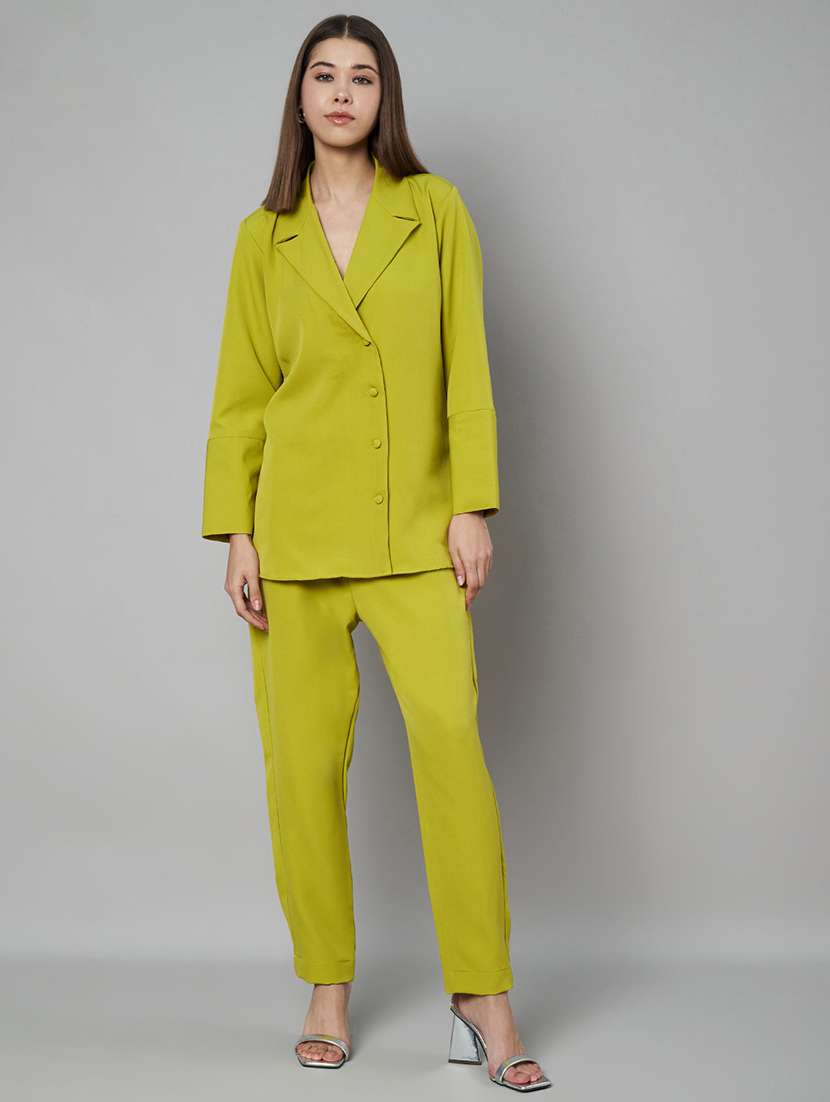 women solid blazer and trouser co-ord set - 21966848 -  Standard Image - 3