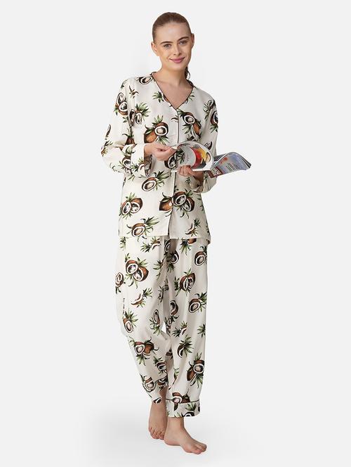 women printed long sleeve nightwear pyjama set - 21966855 -  Standard Image - 0