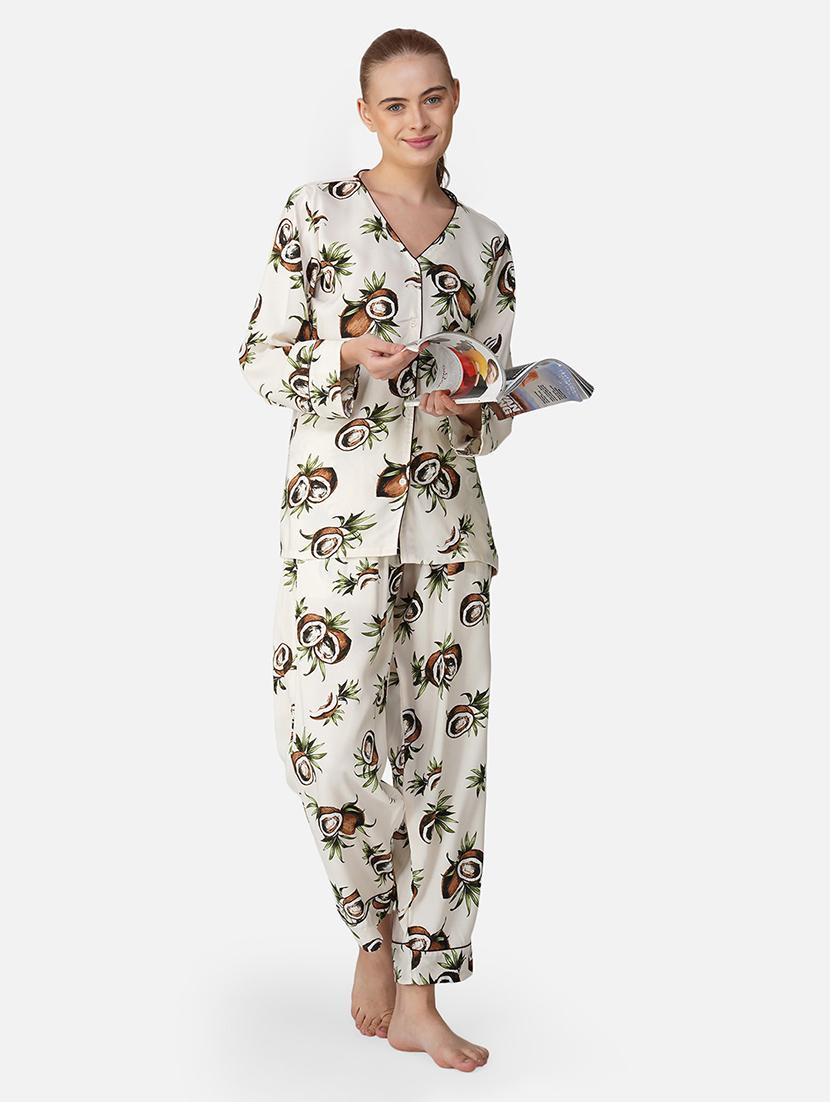 women printed long sleeve nightwear pyjama set - 21966855 -  Zoom Image - 0