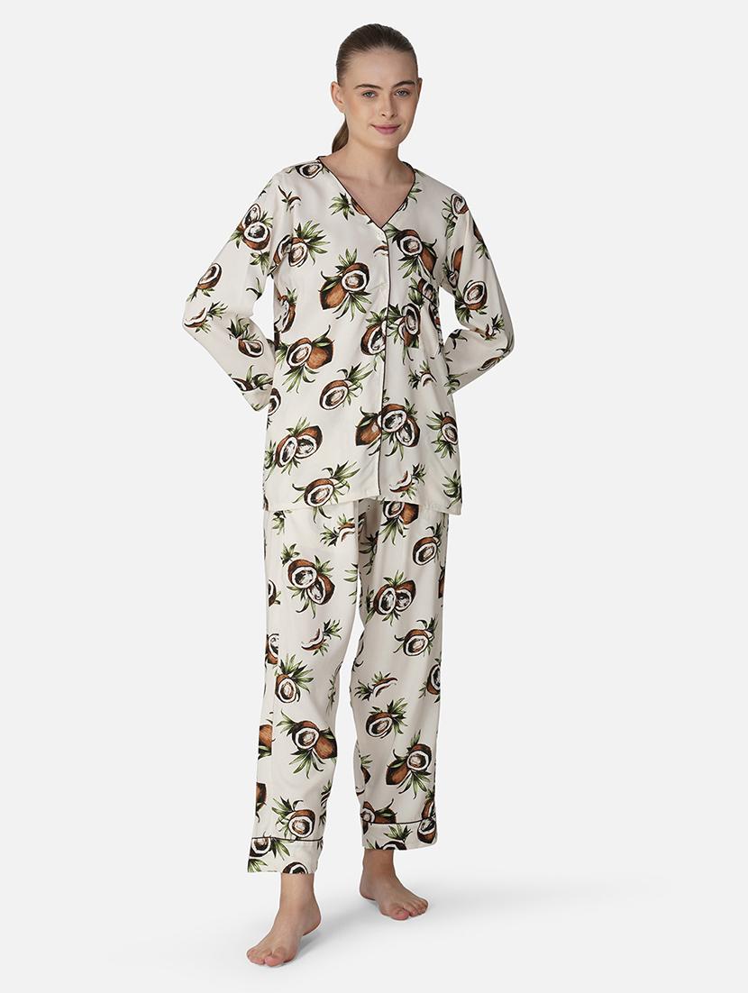 women printed long sleeve nightwear pyjama set - 21966855 - Standard Image - 3
