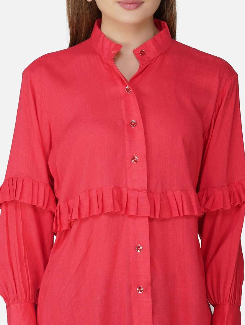 women solid long sleeve shirt style top - 21966865 -  Standard Image - 3